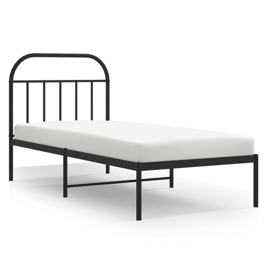 vidaXL Bed Frame | Black | Powder-coated Steel | Single | Bed Frame