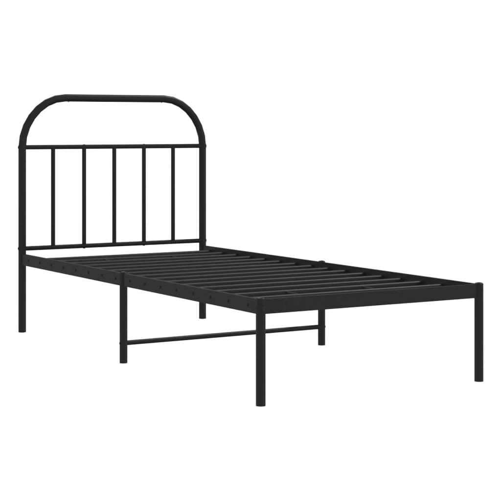 vidaXL Bed Frame | Black | Powder-coated Steel | Single | Bed Frame