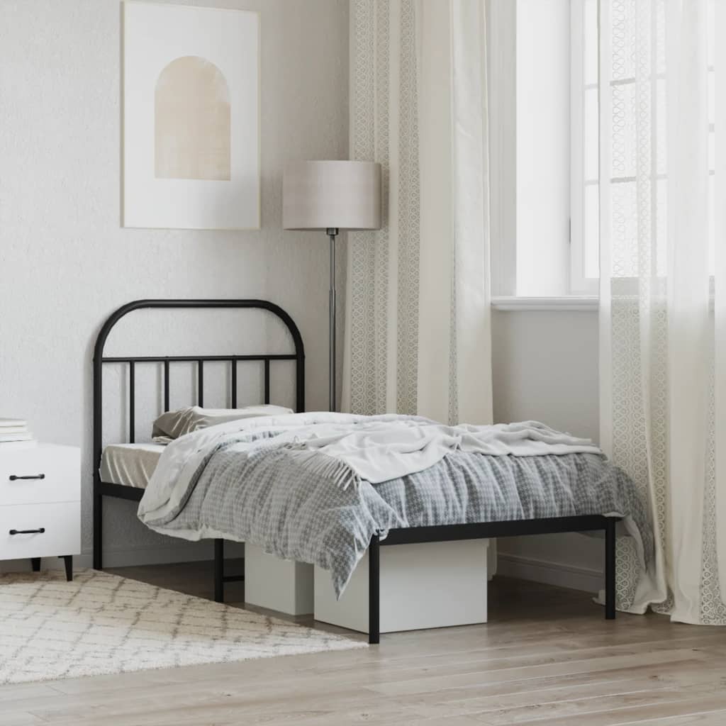 vidaXL Bed Frame | Black | Powder-coated Steel | Single | Bed Frame
