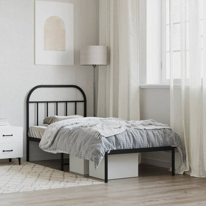 vidaXL Bed Frame | Black | Powder-coated Steel | Single | Bed Frame