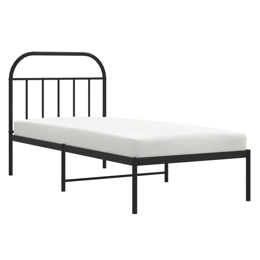 vidaXL Bed Frame | Black | Powder-coated Steel | Single | Bed Frame
