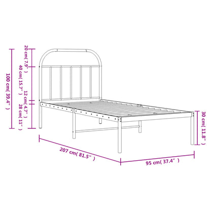 vidaXL Bed Frame | Black | Powder-coated Steel | Single | Bed Frame