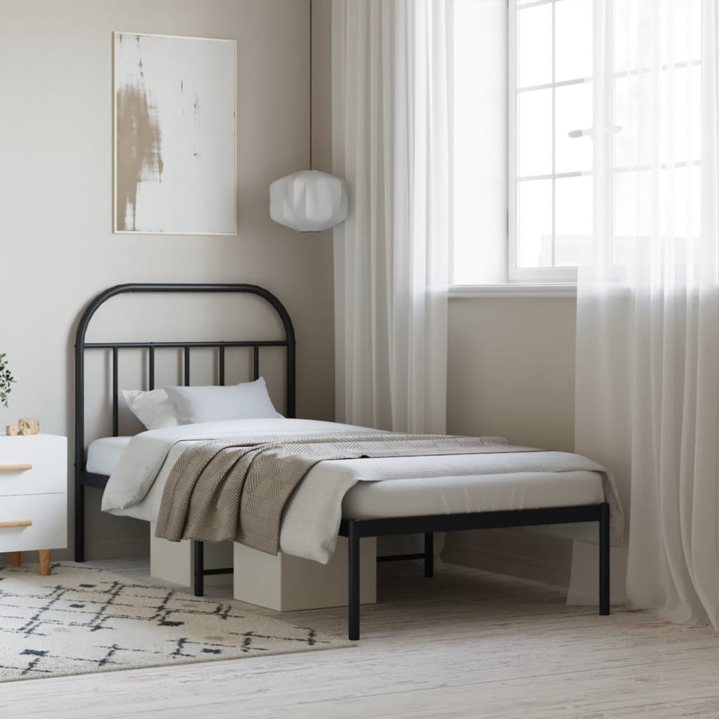vidaXL Bed Frame | Black | Powder-coated Steel | Single | Bed Frame