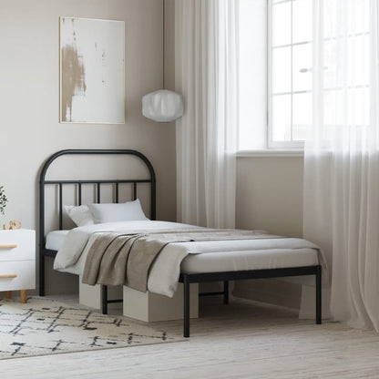 vidaXL Bed Frame | Black | Powder-coated Steel | Single | Bed Frame