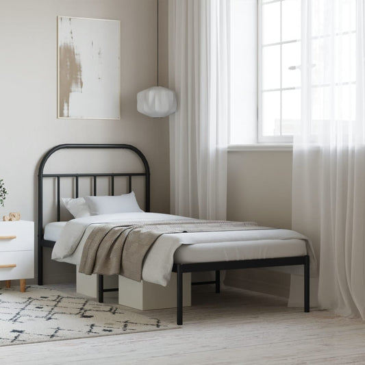 vidaXL Bed Frame | Black | Powder-coated Steel | Single | Bed Frame