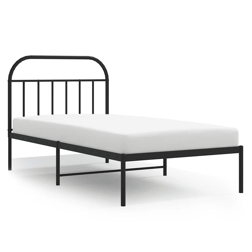 vidaXL Bed Frame | Black | Powder-Coated Steel | Single | Bed Frame