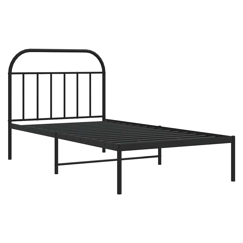 vidaXL Bed Frame | Black | Powder-Coated Steel | Single | Bed Frame
