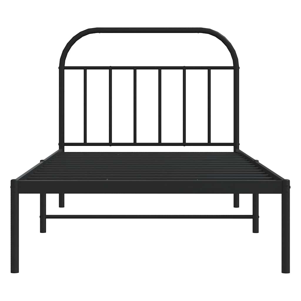 vidaXL Bed Frame | Black | Powder-Coated Steel | Single | Bed Frame