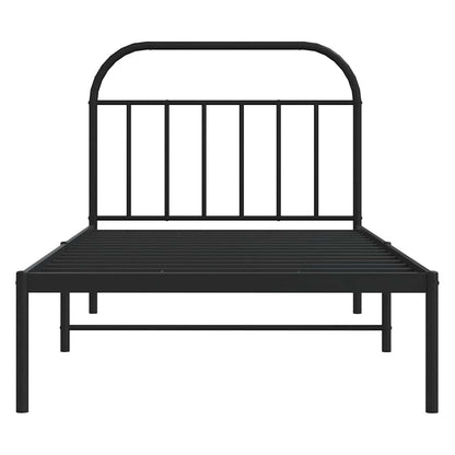 vidaXL Bed Frame | Black | Powder-Coated Steel | Single | Bed Frame