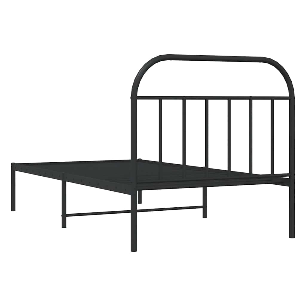 vidaXL Bed Frame | Black | Powder-Coated Steel | Single | Bed Frame