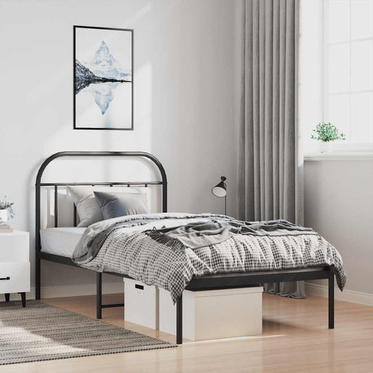 vidaXL Bed Frame | Black | Powder-Coated Steel | Single | Bed Frame