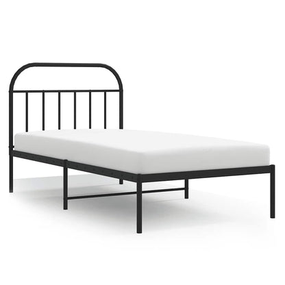 vidaXL Bed Frame | Black | Powder-Coated Steel | Single | Single Bed Frame