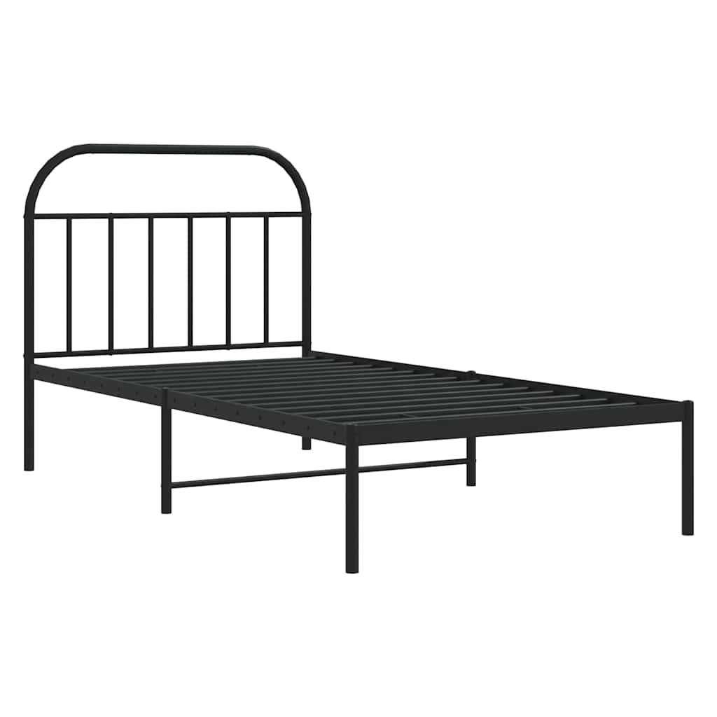 vidaXL Bed Frame | Black | Powder-Coated Steel | Single | Single Bed Frame