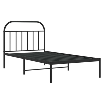 vidaXL Bed Frame | Black | Powder-Coated Steel | Single | Single Bed Frame