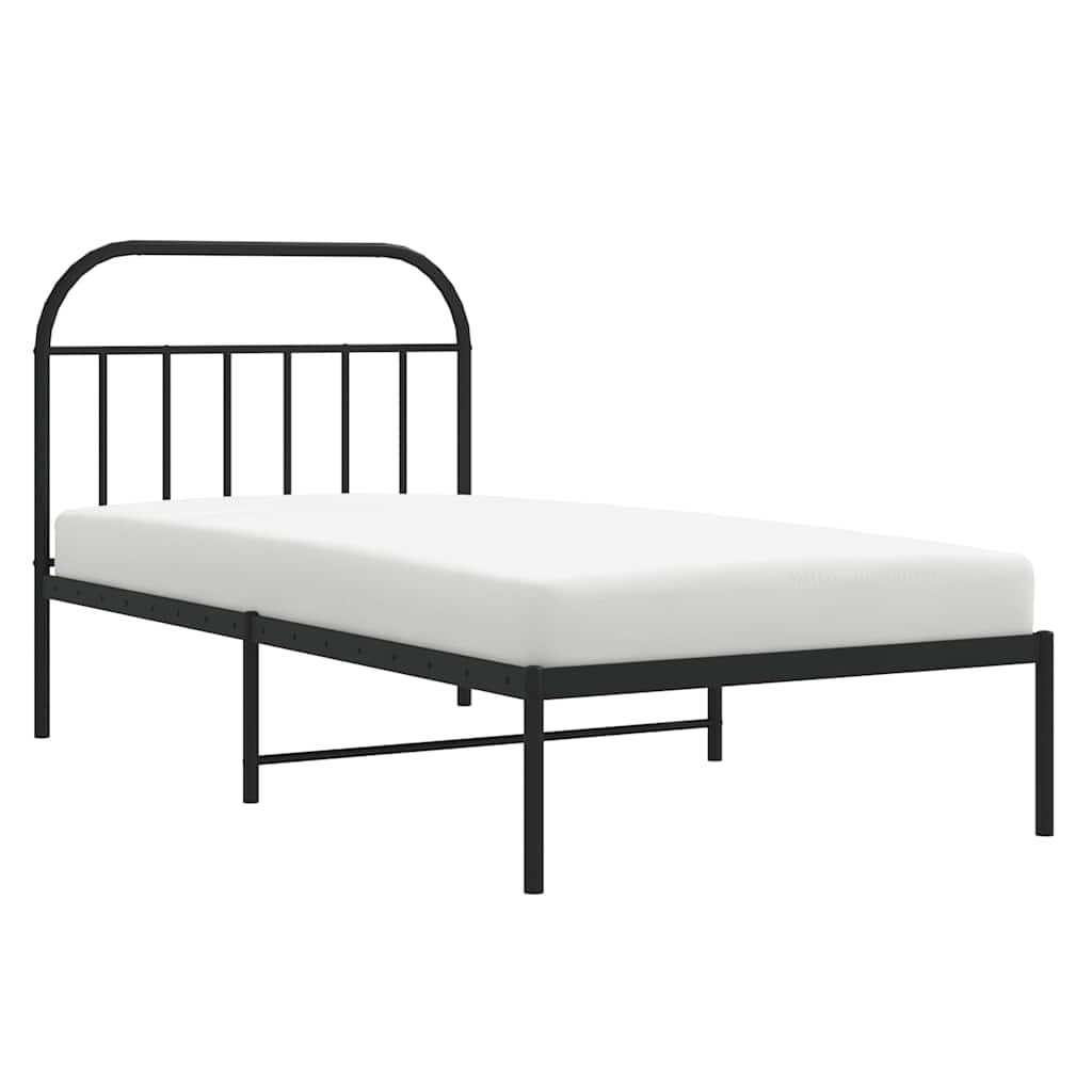 vidaXL Bed Frame | Black | Powder-Coated Steel | Single | Single Bed Frame
