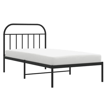 vidaXL Bed Frame | Black | Powder-Coated Steel | Single | Single Bed Frame