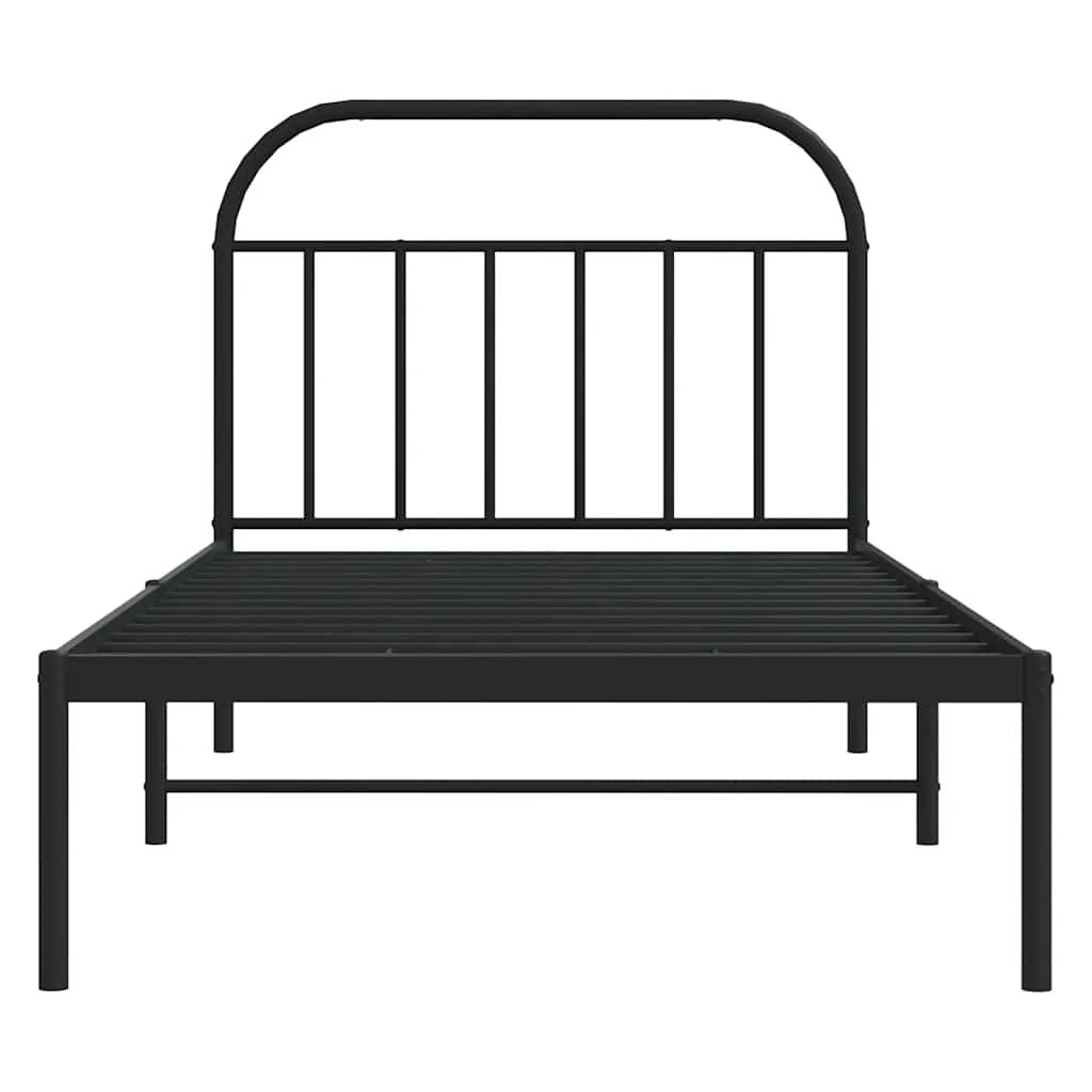 vidaXL Bed Frame | Black | Powder-Coated Steel | Single | Single Bed Frame