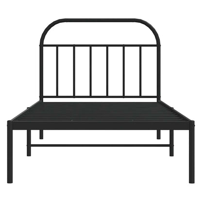 vidaXL Bed Frame | Black | Powder-Coated Steel | Single | Single Bed Frame