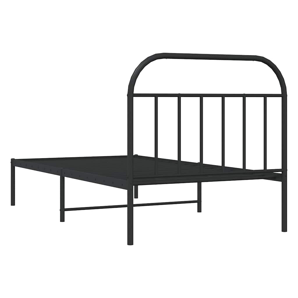 vidaXL Bed Frame | Black | Powder-Coated Steel | Single | Single Bed Frame