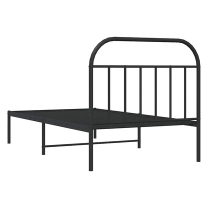 vidaXL Bed Frame | Black | Powder-Coated Steel | Single | Single Bed Frame
