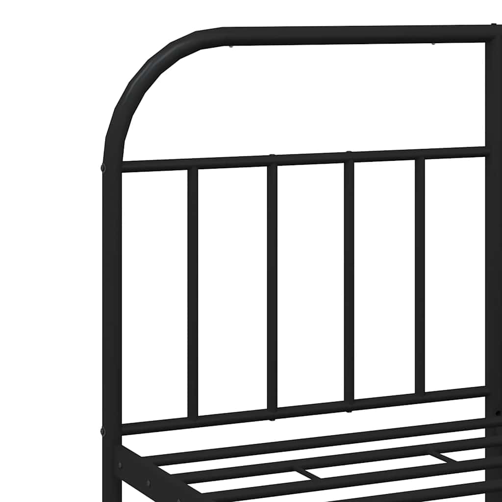 vidaXL Metal Bed Frame without Mattress with Headboard Black 135x190cm