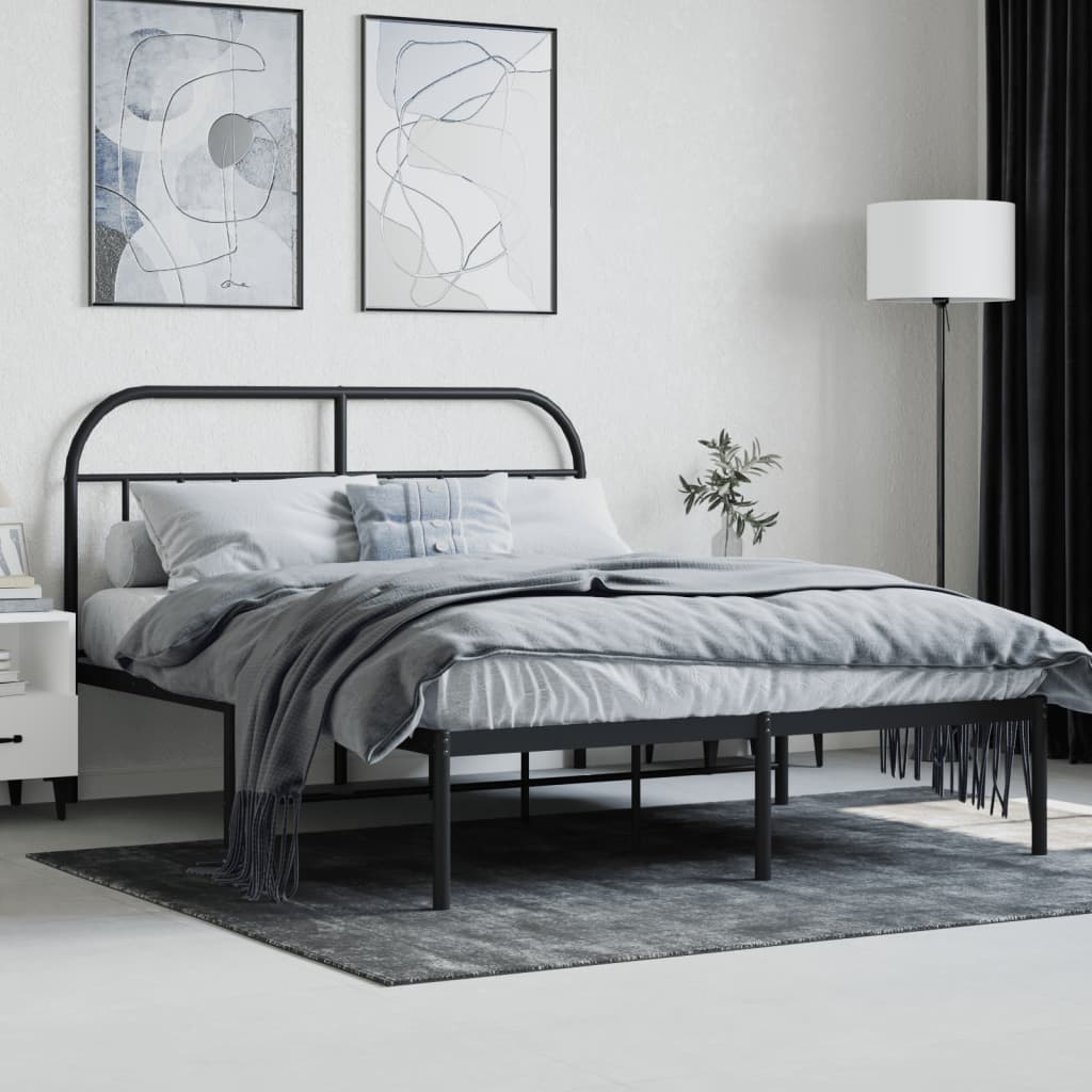 vidaXL Bed Frame | Black | Powder-coated steel | Double | Bed Frame