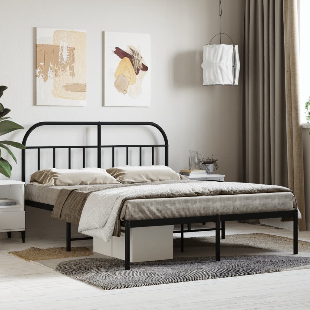 vidaXL Bed Frame | Black | Powder-coated steel | Double | Bed Frame