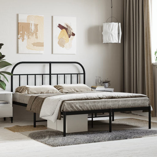 vidaXL Bed Frame | Black | Powder-Coated Steel | 140 x 200 cm | Bed Frame