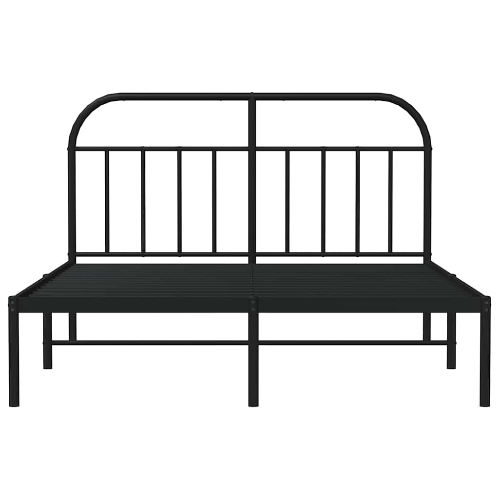 vidaXL Metal Bed Frame without Mattress with Headboard Black 150x200cm