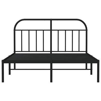 vidaXL Metal Bed Frame without Mattress with Headboard Black 150x200cm