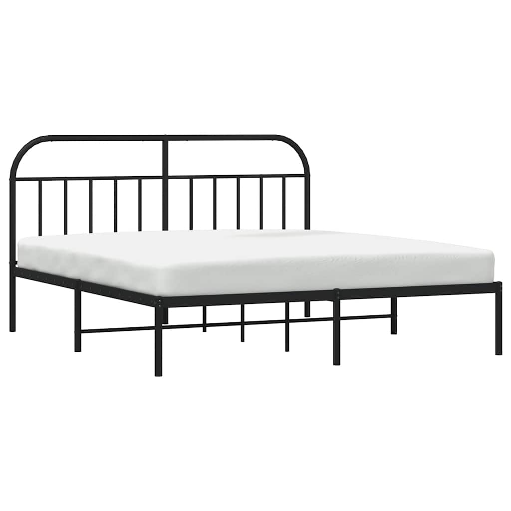 vidaXL Metal Bed Frame without Mattress with Headboard Black 180x200cm