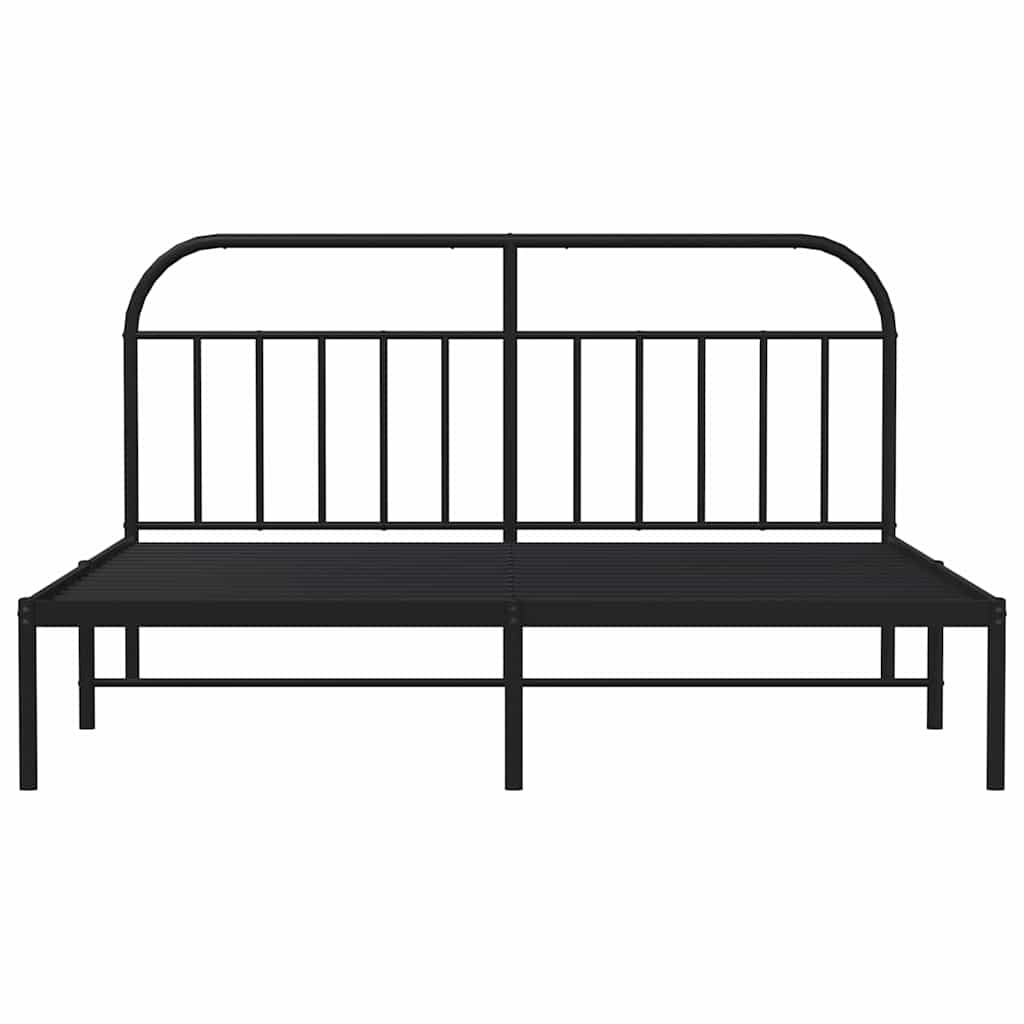 vidaXL Metal Bed Frame without Mattress with Headboard Black 180x200cm