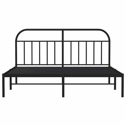 vidaXL Metal Bed Frame without Mattress with Headboard Black 180x200cm