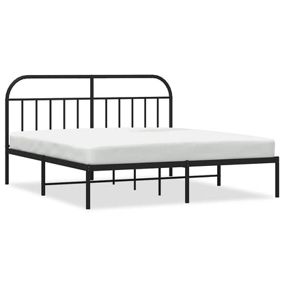 vidaXL Bed Frame | Black | Powder-Coated Steel | Double | Bed Frame
