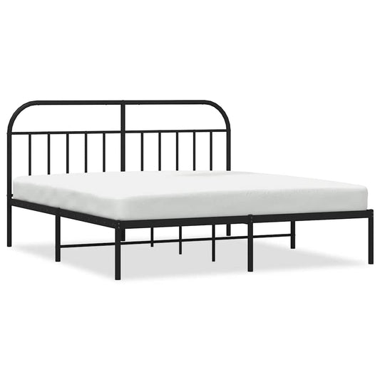 vidaXL Bed Frame | Black | Powder-Coated Steel | Double | Bed Frame