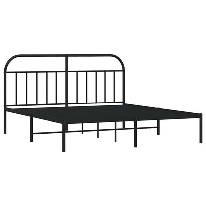 vidaXL Bed Frame | Black | Powder-Coated Steel | Double | Bed Frame