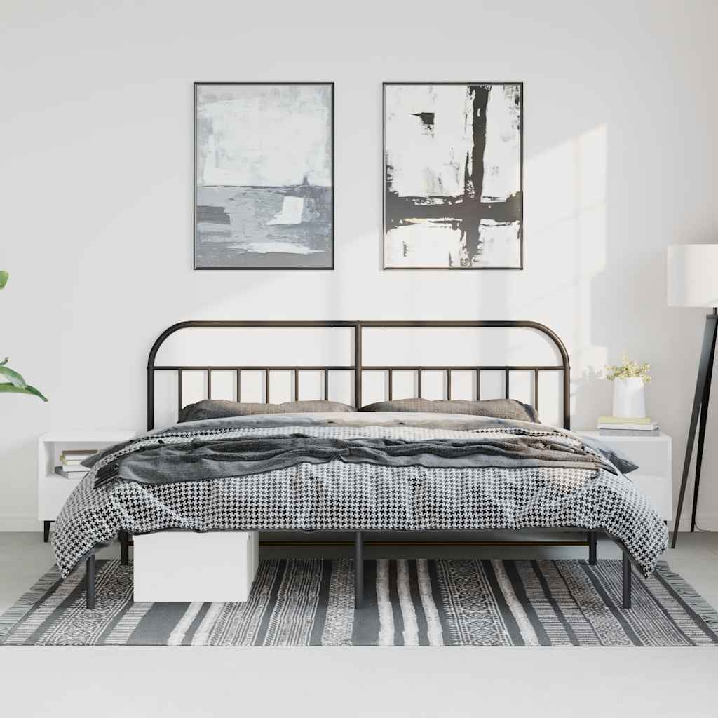 vidaXL Bed Frame | Black | Powder-Coated Steel | Double | Bed Frame