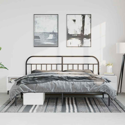 vidaXL Bed Frame | Black | Powder-Coated Steel | Double | Bed Frame