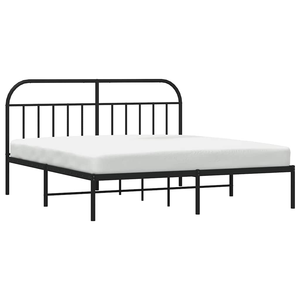 vidaXL Bed Frame | Black | Powder-Coated Steel | Double | Bed Frame