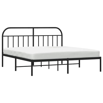 vidaXL Bed Frame | Black | Powder-Coated Steel | Double | Bed Frame