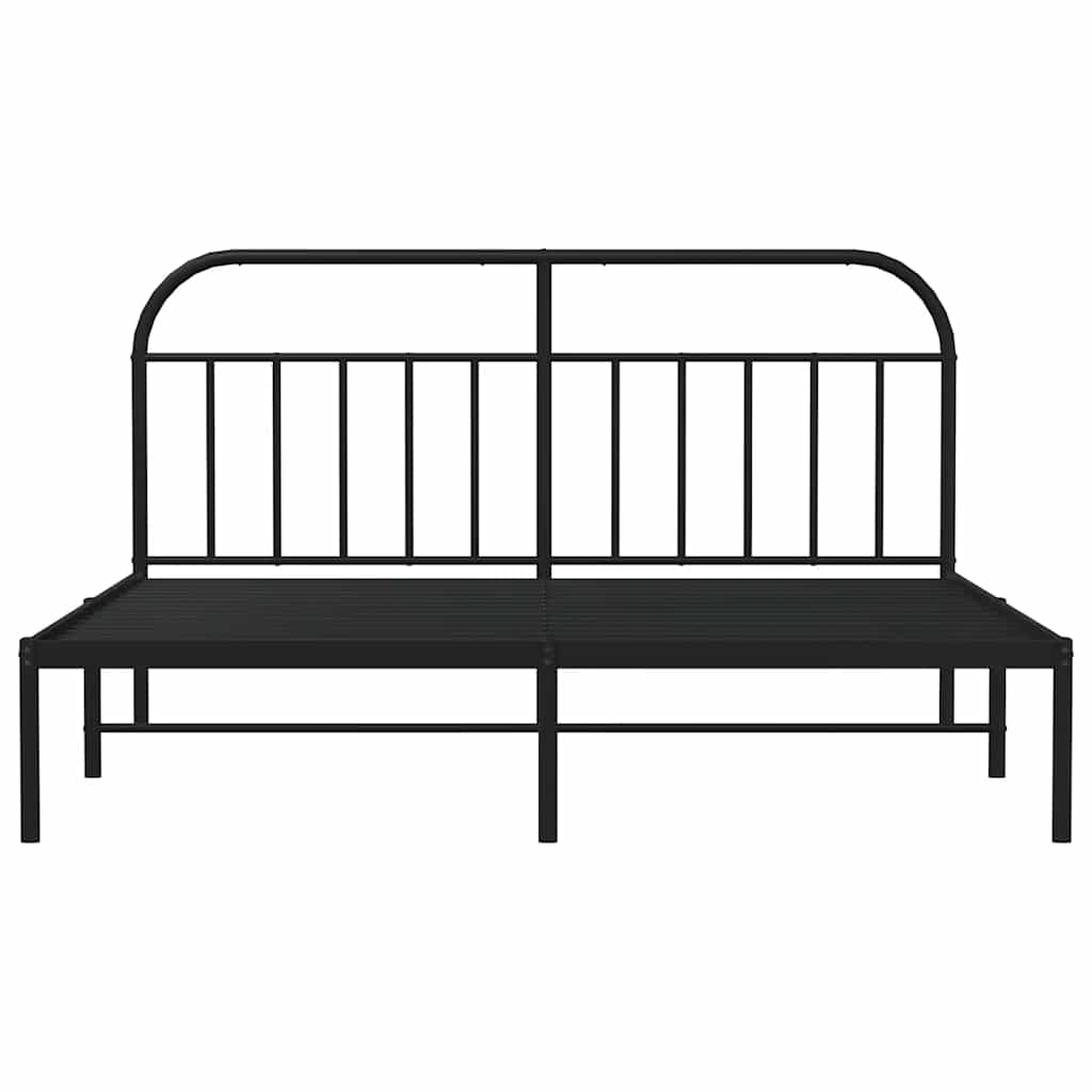 vidaXL Bed Frame | Black | Powder-Coated Steel | Double | Bed Frame