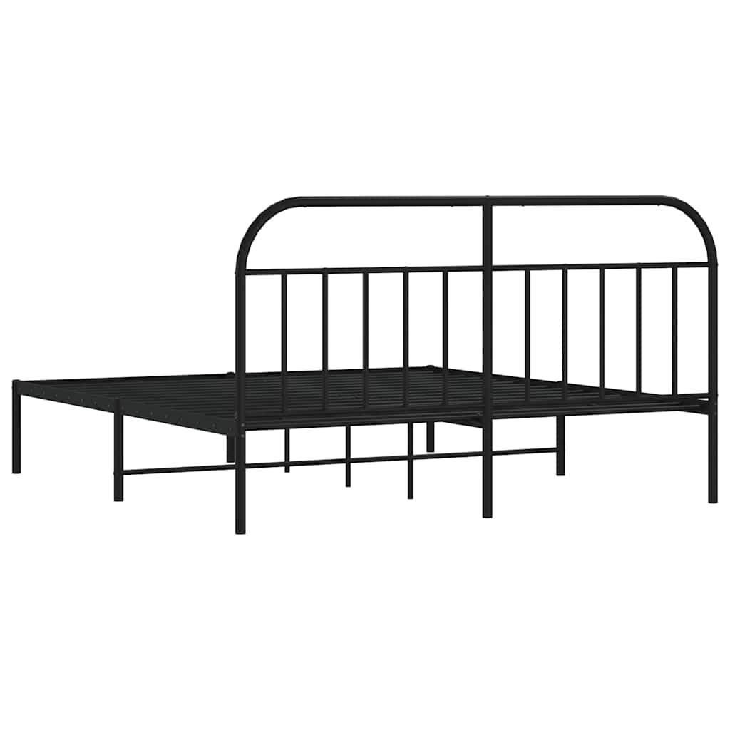 vidaXL Bed Frame | Black | Powder-Coated Steel | Double | Bed Frame