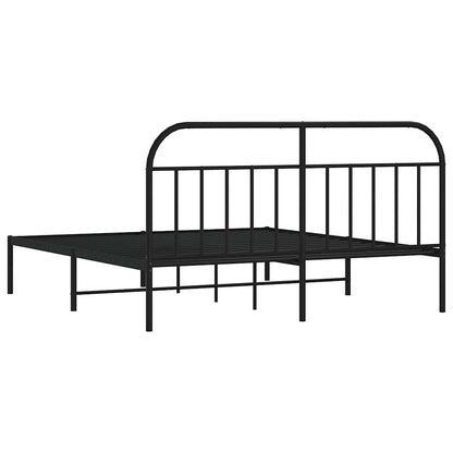 vidaXL Bed Frame | Black | Powder-Coated Steel | Double | Bed Frame