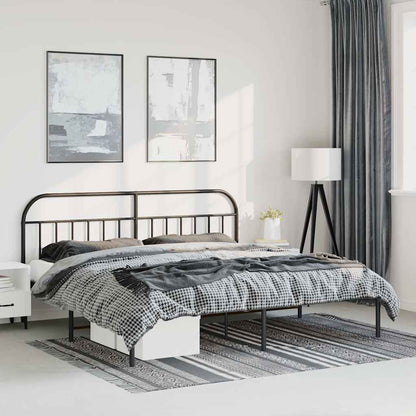 vidaXL Bed Frame | Black | Powder-Coated Steel | Double | Bed Frame