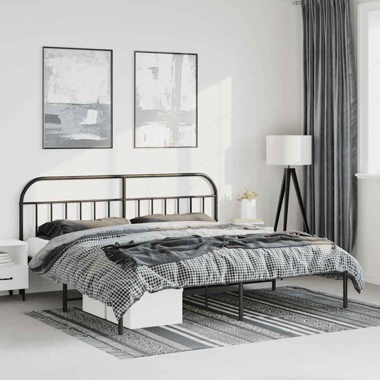 vidaXL Bed Frame | Black | Powder-Coated Steel | Double | Bed Frame