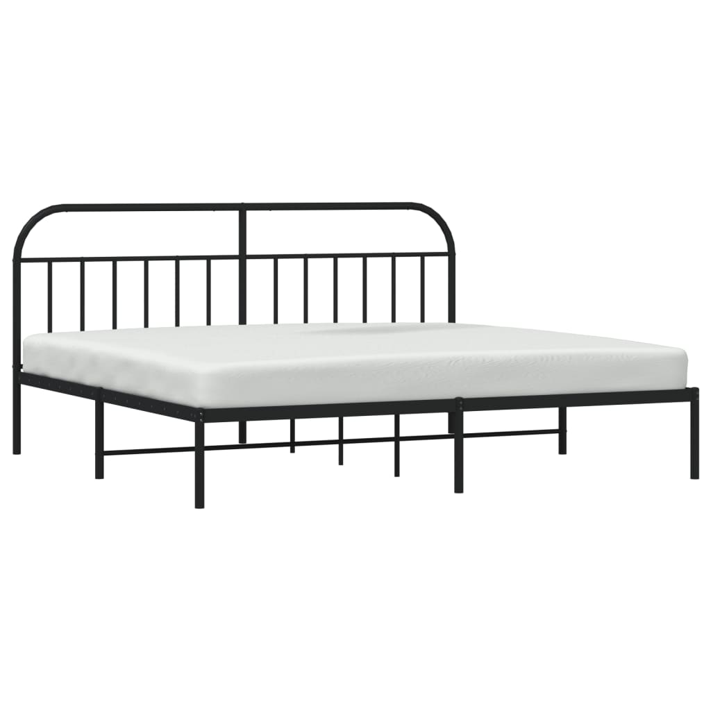 vidaXL Metal Bed Frame without Mattress with Headboard Black 200x200cm