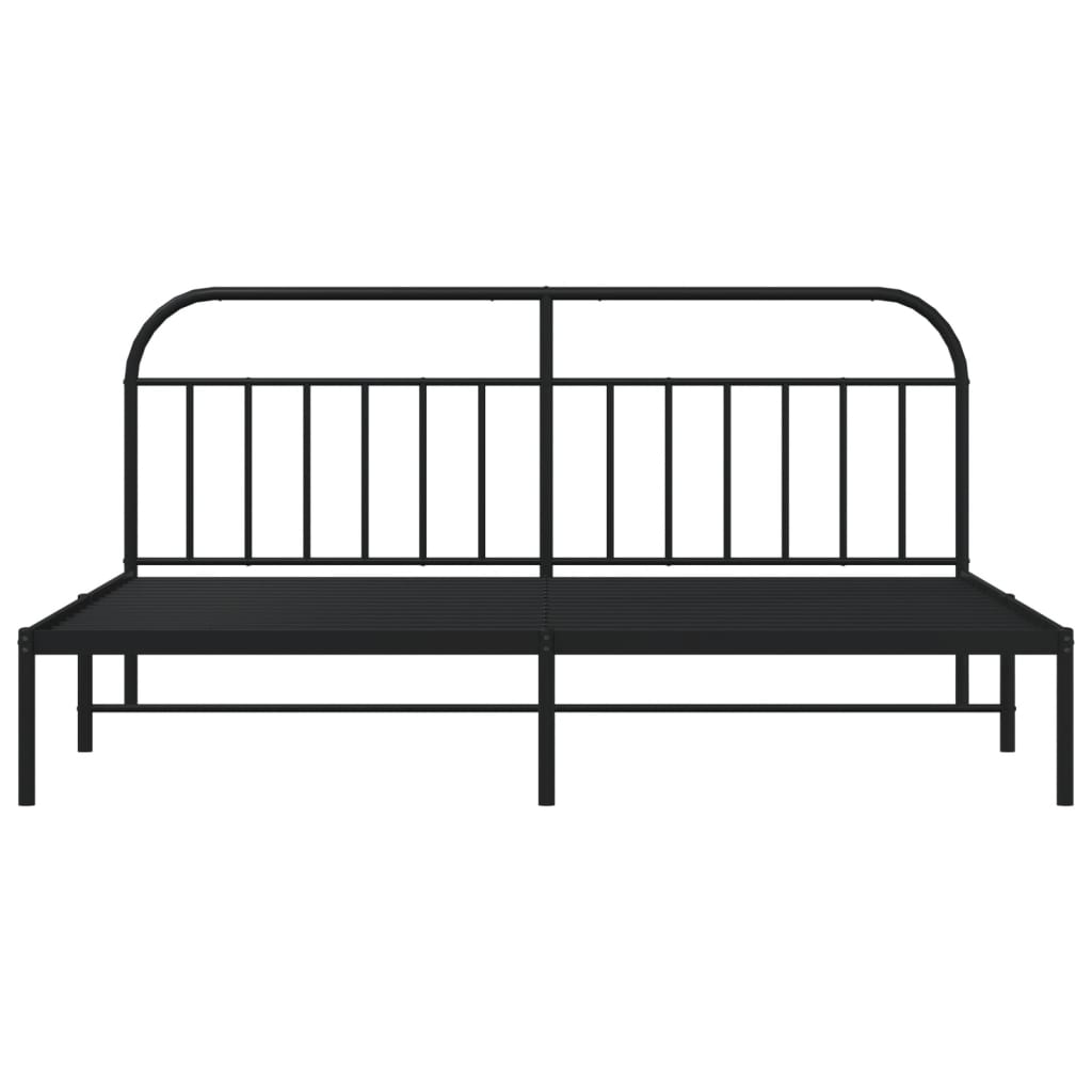 vidaXL Metal Bed Frame without Mattress with Headboard Black 200x200cm