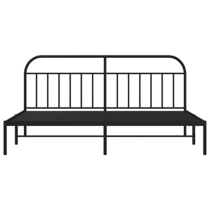 vidaXL Metal Bed Frame without Mattress with Headboard Black 200x200cm