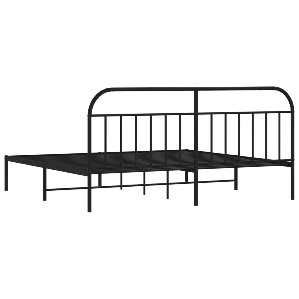 vidaXL Metal Bed Frame without Mattress with Headboard Black 200x200cm