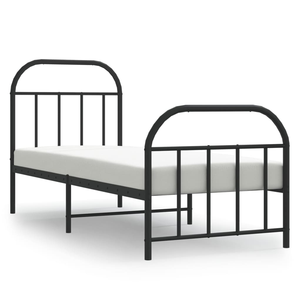 vidaXL Bed Frame | Black | Powder-coated Steel | Small Single | Bed Frame